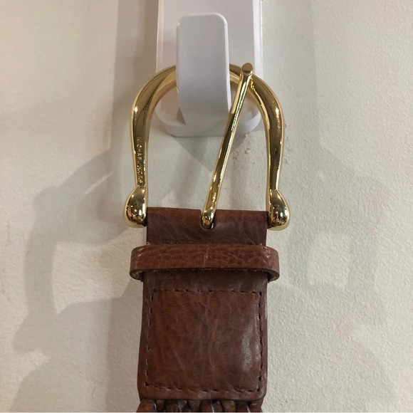 MICHAEL MICHAEL KORS SZ  M Braided Gold Toned Horseshoe Buckle Leather Belt - Picture 2 of 8